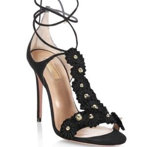 Aquazzura Black Suede Sandals with Ankle Strap 36.5